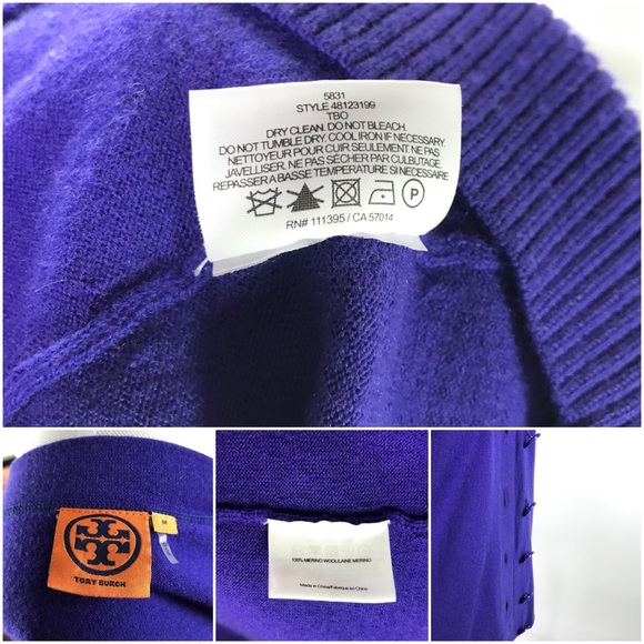 Tory Burch Cardigan Purple Merino Wool Sweater Med - Picture 8 of 8